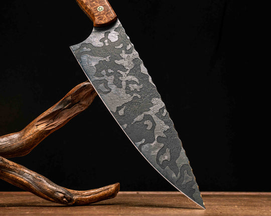 Chef Blade- Afzelia Burl, Mosaic Pins, Smooth Grip