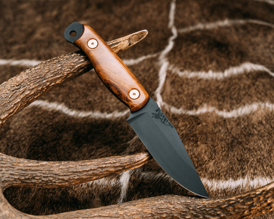 Crow Scalper - Desert Ironwood, Armor Black Cerakote, Brass Allen Bolts, Smooth Grip.