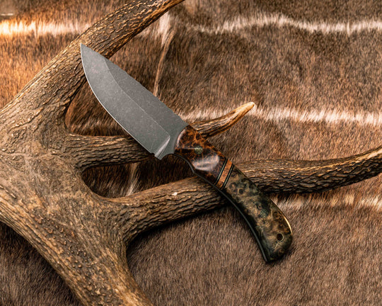 Cavner- Redwood Burl, Black G10 and Brass Pin Striping, Black Ash Burl Split, Dyed Curly Mango, Mosaic Pins, Brass Laanyard Pin, Textured Grip
