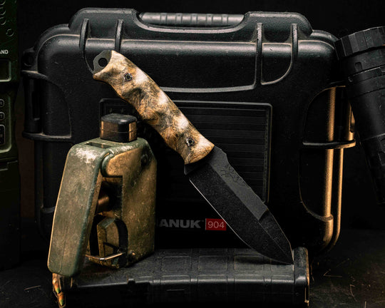 Disaster Jr Gen 3- Buckeye Burl, Mosaic Pins, Textured Grip