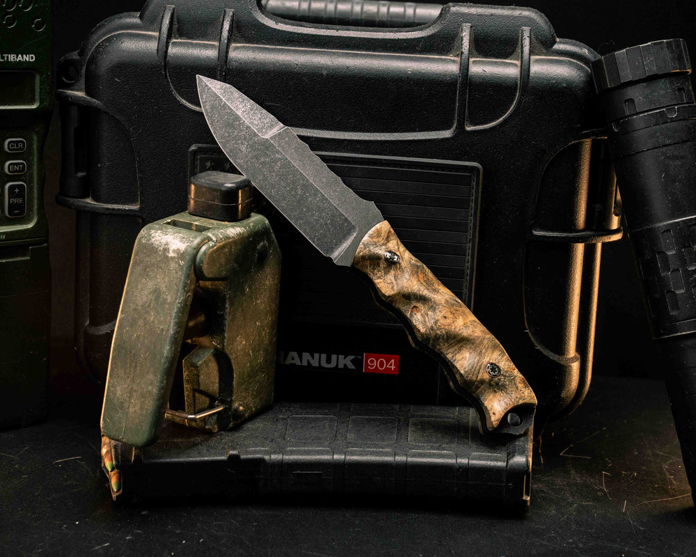 Disaster Jr Gen 3- Buckeye Burl, Mosaic Pins, Textured Grip
