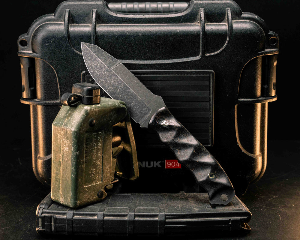 Disaster Jr Gen 3- Dyed Black Ash Burl, Mosaic Pins, Textured Grip