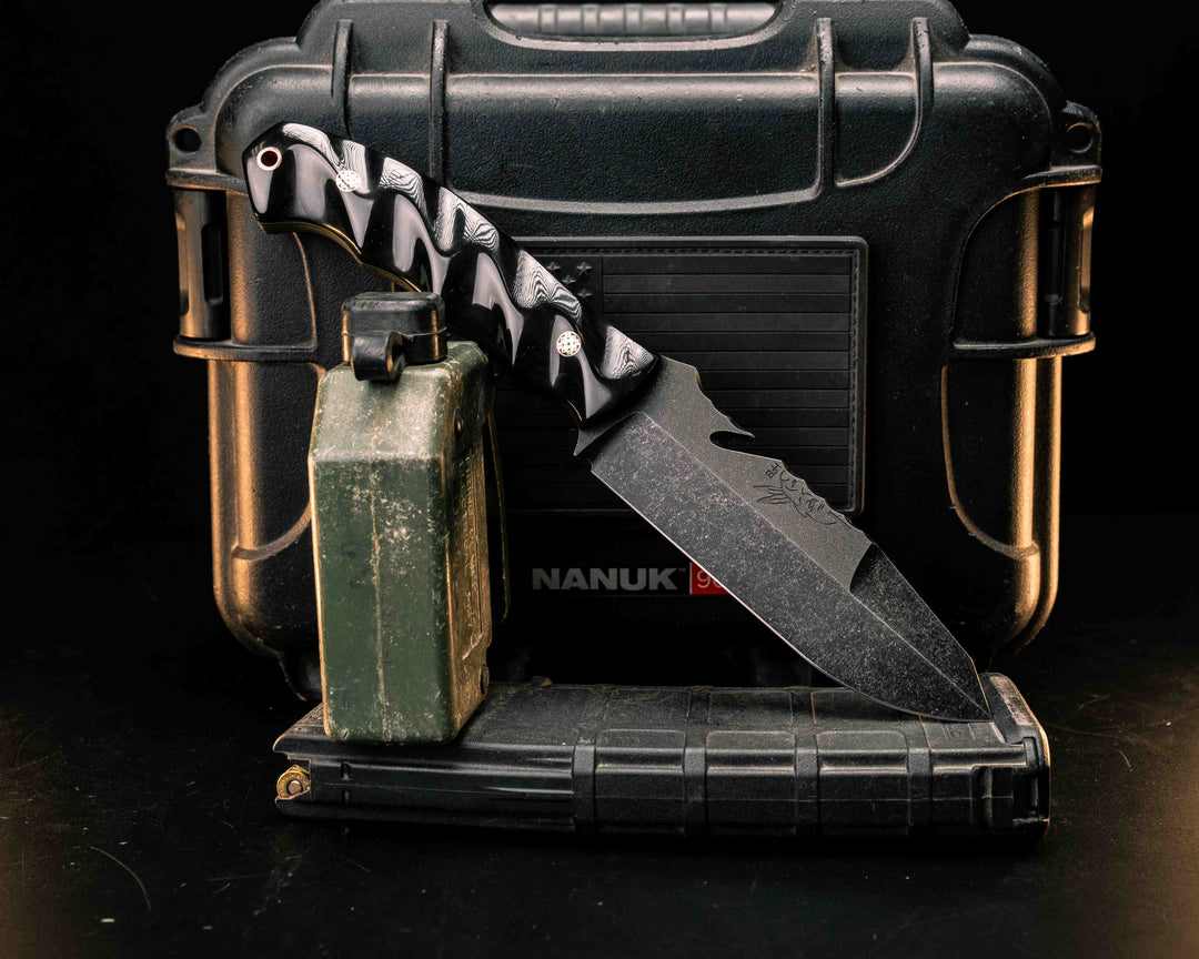 Notched Wire Cutter Breacher Gen 3- Bison Horn, Mosaic Pins, Copper Lanyard Pin, Textured Grip