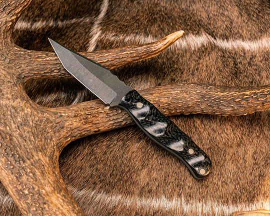 Modified Crow Cub Tanto- Carbon, Aluminum Hollow Pins Filled with Glow Resin, Textured Grip