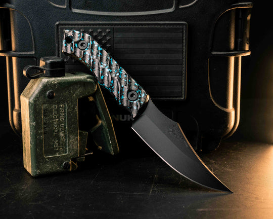 Red Cloud- Turquoise Rocky Wave Carbon, Armor Black Cerakote, Allen Bolts, Textured Grip