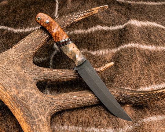 Crow Breakdown- Buckeye, Black G10, Brass and Snakewood Split, Afzelia, Mosaic Pins, Brass Lanyard Pin, Textured Grip