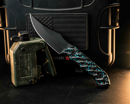 Red Cloud- Turquoise Rocky Wave Carbon, Armor Black Cerakote, Allen Bolts, Textured Grip