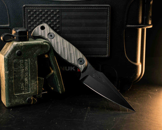 Gulo Gulo- Grey G10, Armor Black Cerakote, Allen Bolts, Textured Grip