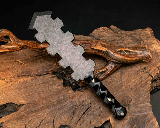 Mini Macuahuitl- Ram's Horn, Mosaic Pins, Textured Grip
