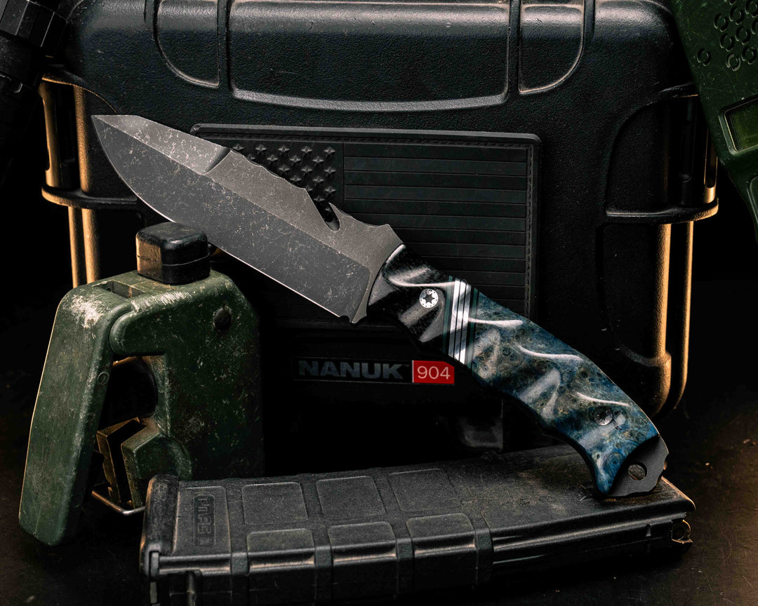 Notched Wire Cutter Breacher Gen 3- Black Burlap Micarta, Black G10, Forest Green G10 and Aluminum Split, Dyed Black Ash, Mosaic Pins, Textured Grip