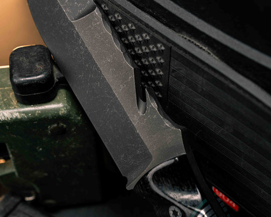 Notched Wire Cutter Breacher Gen 3- Black Burlap Micarta, Black G10, Forest Green G10 and Aluminum Split, Dyed Black Ash, Mosaic Pins, Textured Grip