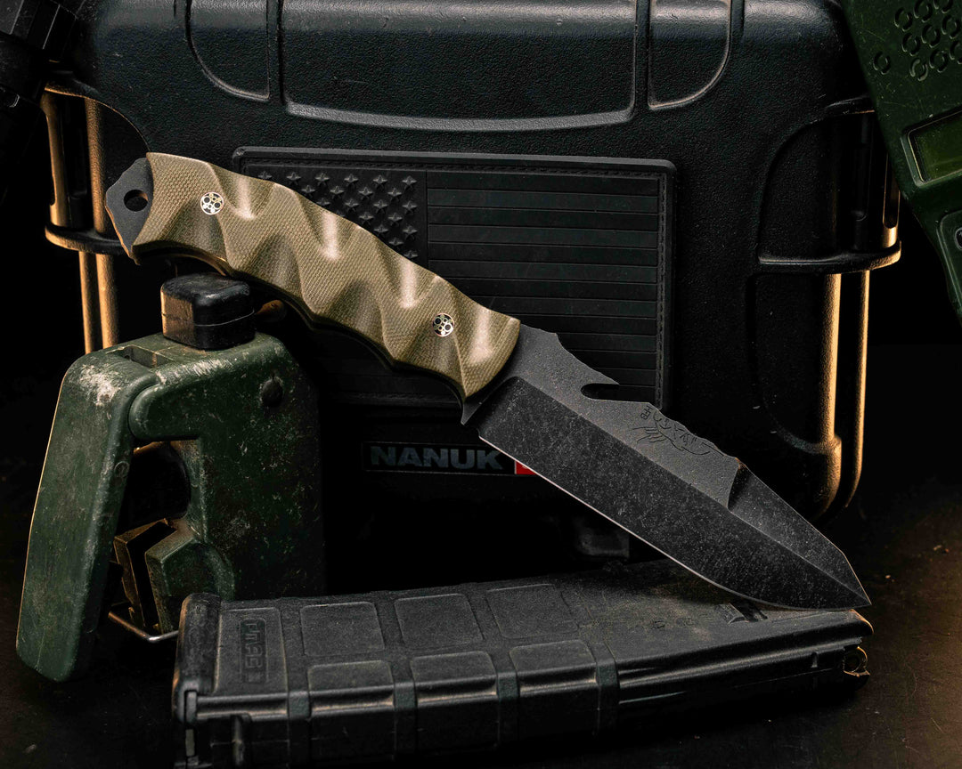 Notched Wire Cutter Breacher Gen 3- OD Green Canvas Micarta, Mosaic Pins, Textured Grip