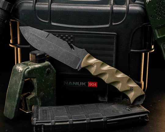 Notched Wire Cutter Breacher Gen 3- OD Green Canvas Micarta, Mosaic Pins, Textured Grip