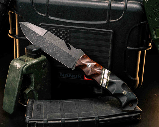 Notched Wire Cutter Breacher Gen 3- Snakewood, Black G10, OD Green G10 and Brass Pin Striping, White with Gold Web Tru-stone Split, Ancient Bog Oak, Mosaic Pins, Textured Grip