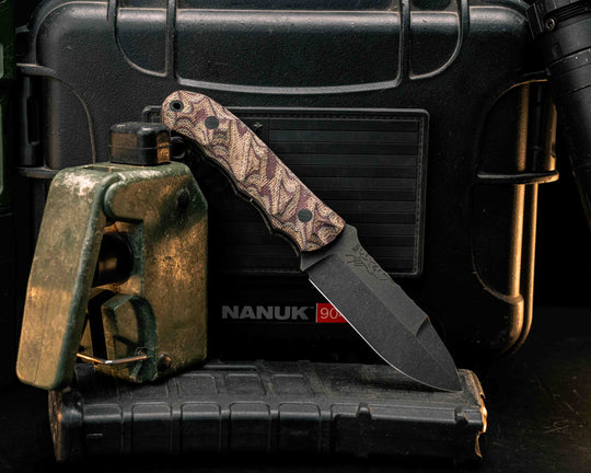 Disaster Cub Gen 3- Python Canvas Micarda, CF Pins, CF Lanyard Pin, Textured Grip