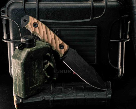 Disaster Jr- Coyote/OD Green G10, Allen Bolts, Textured Grip