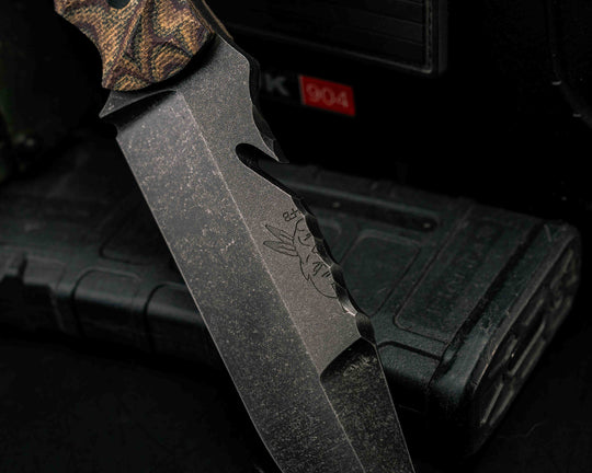 Notched Wire Cutter Breacher Gen 3- Python Canvas Micarta, CF Pins, CF Lanyard Pin, Textured Grip