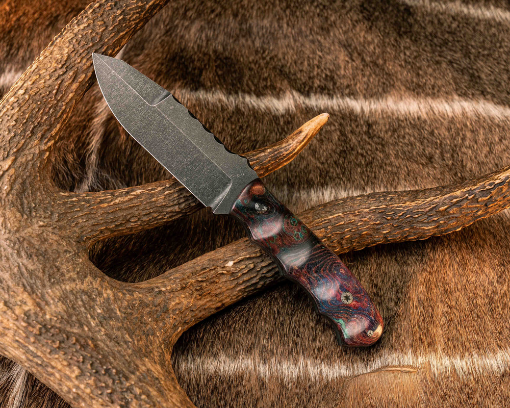 Disaster Jr Gen 3- Dyed Black Ash Burl, Mosaic Pins, Textured Grip