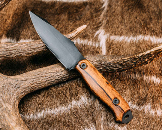 Field Knife - Desert Ironwood, Armor Black Cerakote, Allen Bolts, Smooth Grip