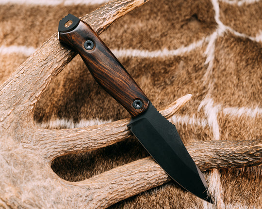 Field Knife - Desert Ironwood, Armor Black Cerakote, Allen Bolts, Smooth Grip
