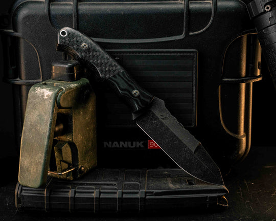 Disaster Jr Gen 3- Black Damascus Micarta, Carbon, Mosaic Pins, Aluminum Lanyard Pin, Smooth Grip