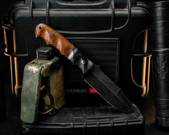 Disaster Jr Gen 3- Dyed Maple, Black G10, Brass, Blue G10 and Aluminum Split, Desert Ironwood, Mosaic Pins, Aluminum Lanyard Pin, Textured Grip