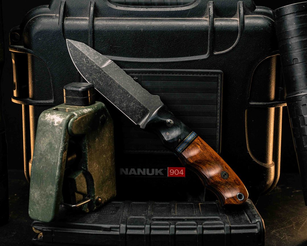 Disaster Jr Gen 3- Dyed Maple, Black G10, Brass, Blue G10 and Aluminum Split, Desert Ironwood, Mosaic Pins, Aluminum Lanyard Pin, Textured Grip