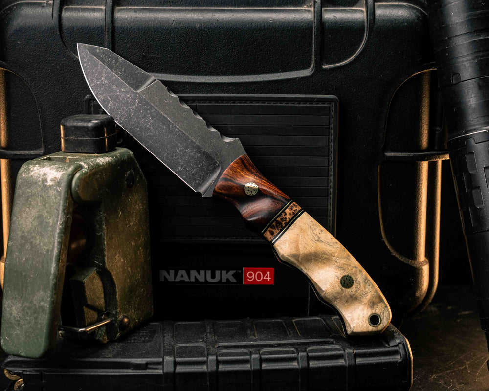 Disaster Jr Gen 3- Desert Ironwood, Black G10 and Brass Pin Striping, Black Ash Burl, Buckeye Burl, Mosaic Pins, Textured Grip