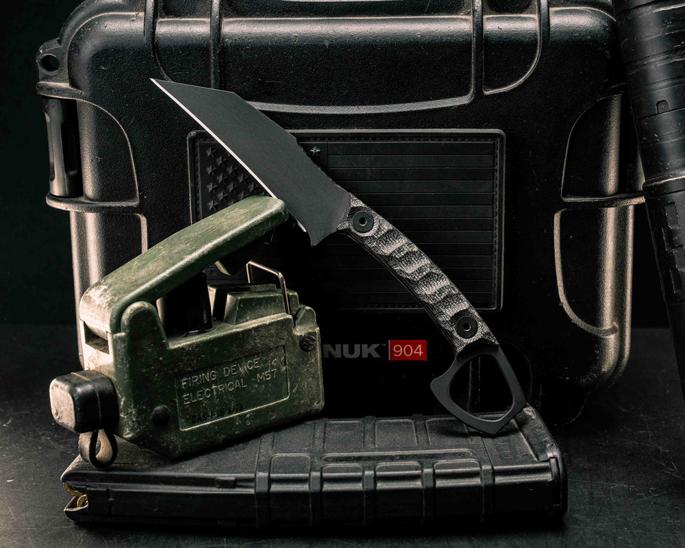 SHPOS- Black Canvas Micarta, DLC Coating, Allen Bolts, Textured Grip