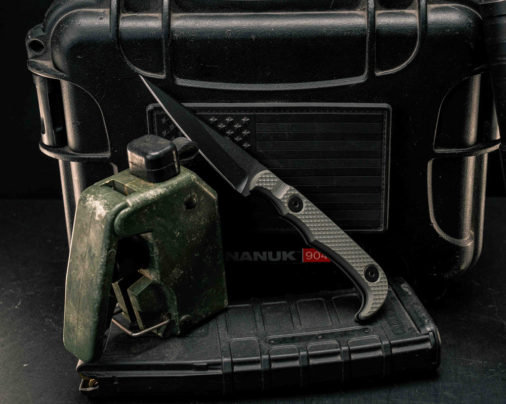Slender Man- Grey G10, Armor Black Cerakote, Allen Bolts, Textured Grip
