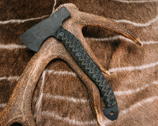 Camp Hatchet - Black/OD Green Canvas Micarta, Allen Bolts, Chaos Grip