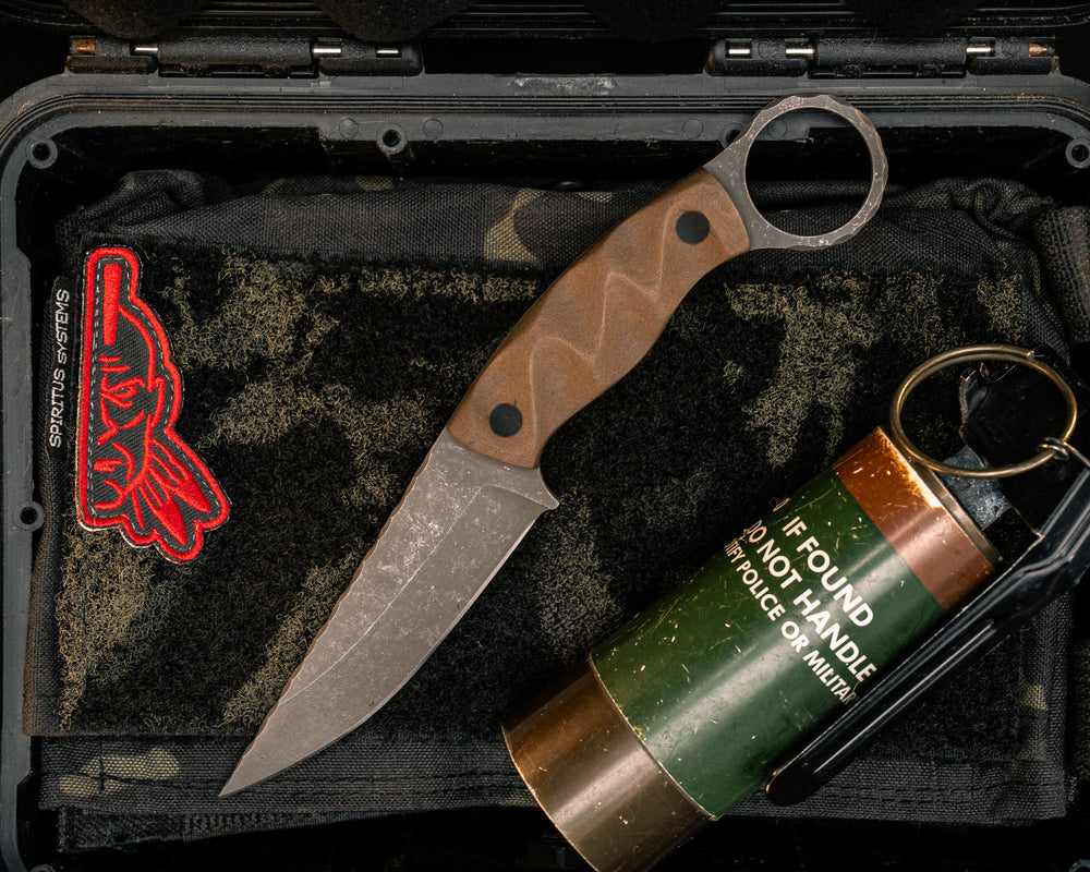 Osoraku 3" Mini- Brown's Point Richlite, CF Pins, Textured Grip