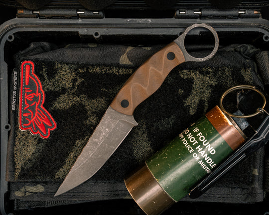 Osoraku 3" Mini- Brown's Point Richlite, CF Pins, Textured Grip