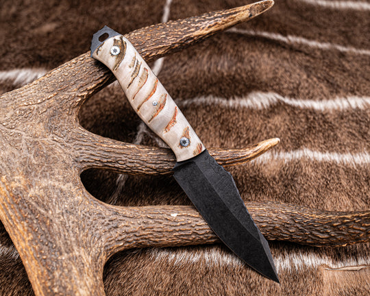 Field Knife (CruWear) - Rams Horn, Mosaic Pins, 1/8" Mosaic Pin, Natural Grip