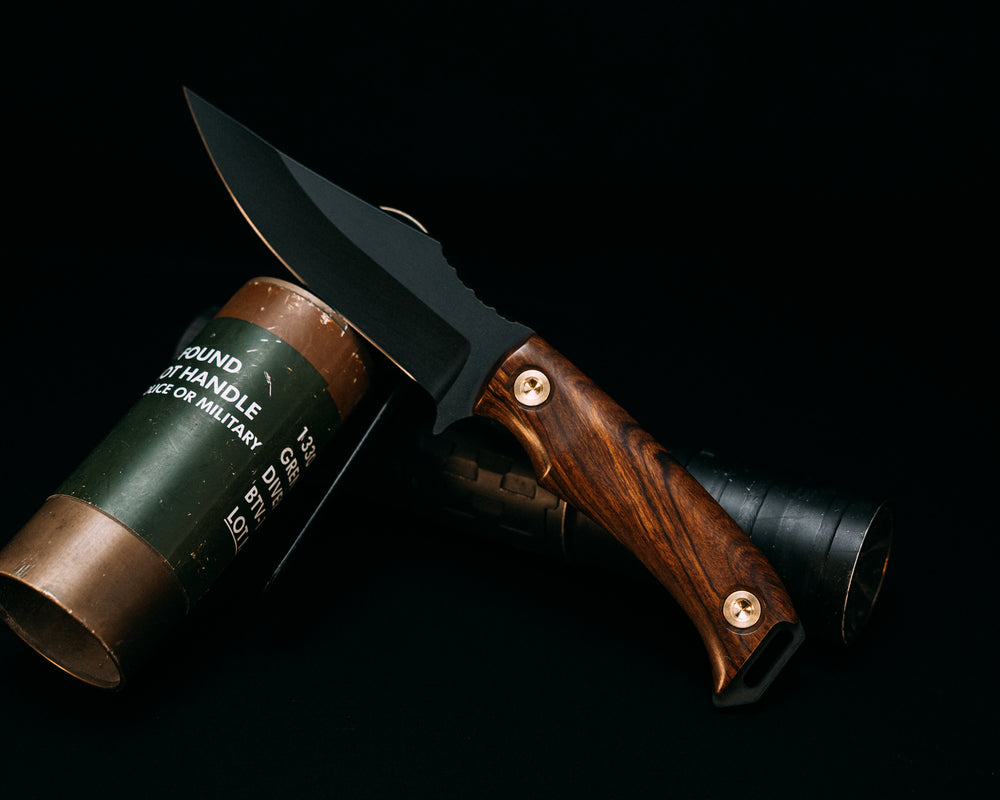 Tosahwi- Desert Ironwood, Armor Black Cerakote, Brass Allen Bolts, Smooth Grip