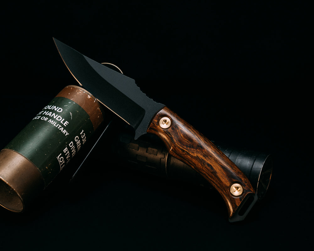 Tosahwi- Desert Ironwood, Armor Black Cerakote, Brass Allen Bolts, Smooth Grip