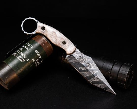 Ringed Tac Tanto- Mosaic Pins, Grooved Grip