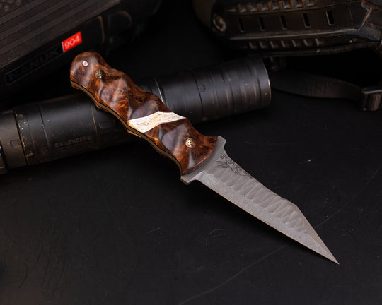 Combat Dirt Nap- Redwood, Copper and Giraffe Bone Split, Mosaic Pins, 1/8" Copper Pin, Textured Grip