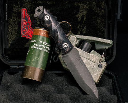 Disaster Jr- Dyed Redwood Burl, Ti Allen Bolts, Textured Grip