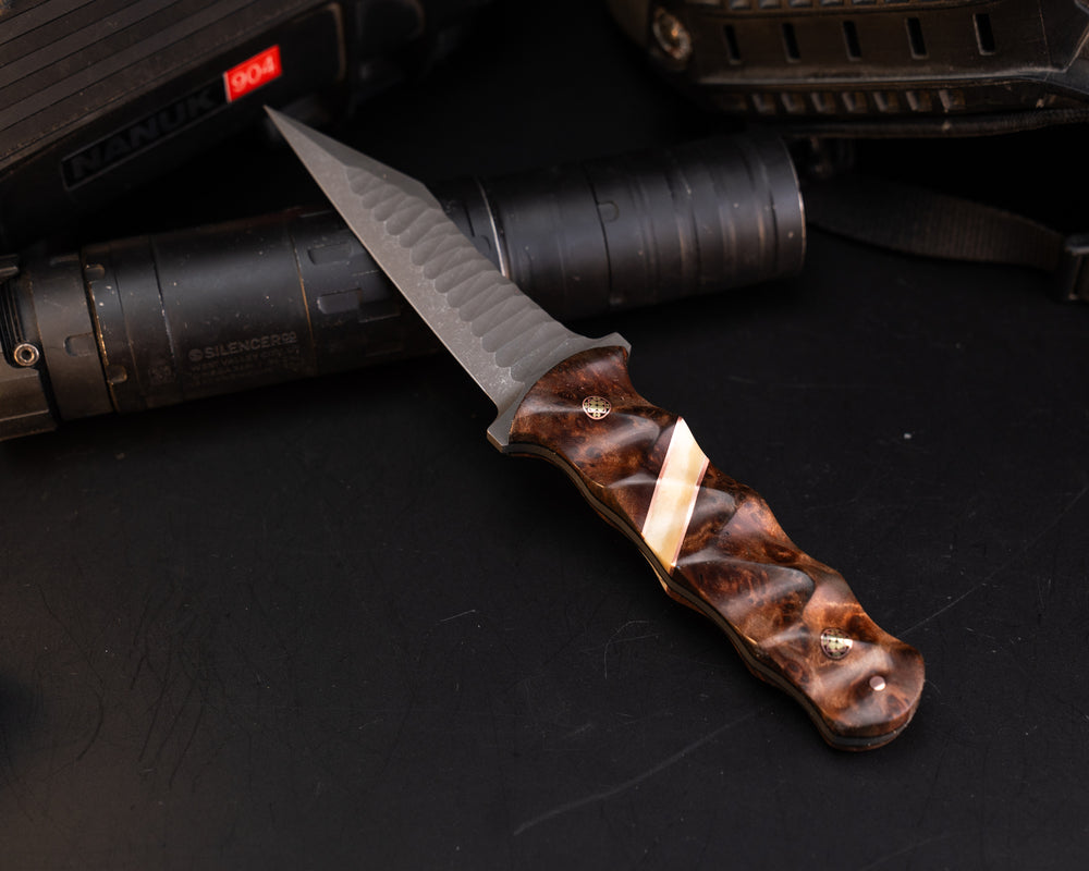 Combat Dirt Nap- Redwood, Copper and Giraffe Bone Split, Mosaic Pins, 1/8" Copper Pin, Textured Grip