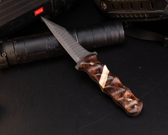 Combat Dirt Nap- Redwood, Copper and Giraffe Bone Split, Mosaic Pins, 1/8" Copper Pin, Textured Grip