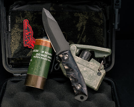 Disaster Jr- Dyed Redwood Burl, Ti Allen Bolts, Textured Grip