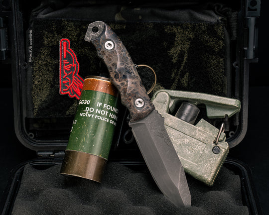 Disaster Jr- Dyed Redwood Burl, Ti Allen Bolts, Textured Grip