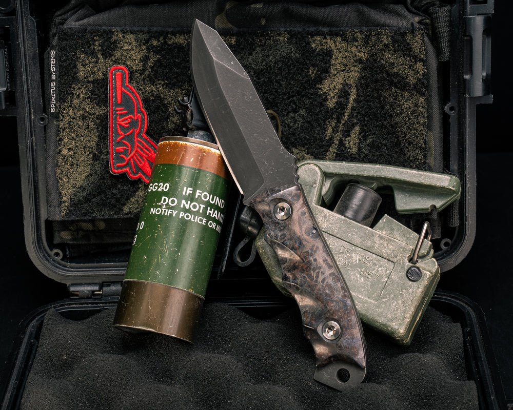 Disaster Jr- Dyed Redwood Burl, Ti Allen Bolts, Textured Grip