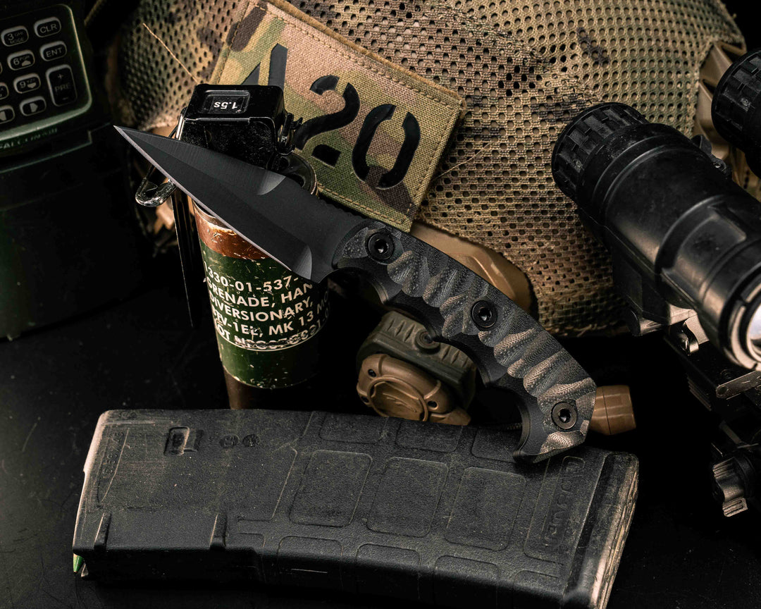 3" HUMINT- Black G10, Armor Black Cerakote, Allen Bolts, Textured Grip