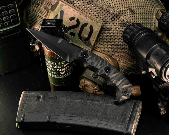 3" HUMINT- Black G10, Armor Black Cerakote, Allen Bolts, Textured Grip
