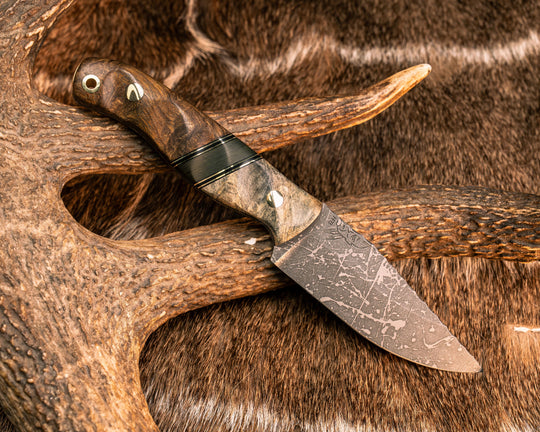 Feather Light- Buckeye Burl, Black G10 and Brass Pin Striping, Jungle Wear FAT Carbon Split, Desert Ironwood, Brass Pins, Brass Lanyard Pin, Textured Grip