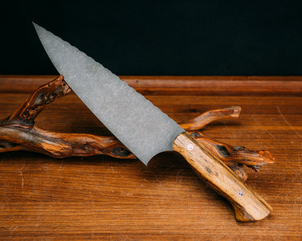 Chef Blade- Pheasantwood, Mosaic Pins, Smooth Grip