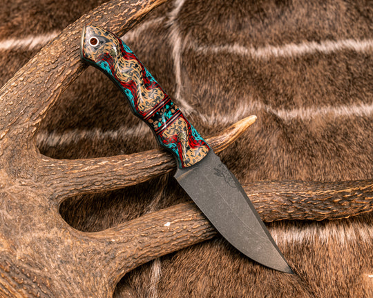 Red Crow- Crow Carbon, Cherry G10, Black G10 and Copper Pin Striping, Tucson Pebble Polyclast Split, Mosaic Pins, Copper Lanyard Pin, Textured Grip