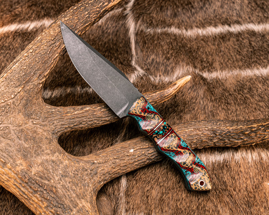 Red Crow- Crow Carbon, Cherry G10, Black G10 and Copper Pin Striping, Tucson Pebble Polyclast Split, Mosaic Pins, Copper Lanyard Pin, Textured Grip